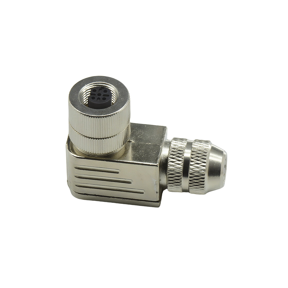 M12组装式金属款屏蔽系列 母弯头 5芯 D编码 螺钉压接 线径PG7